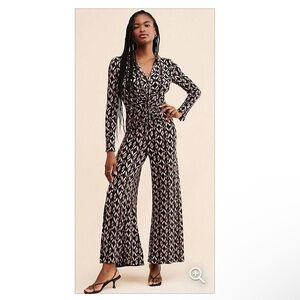 Free People Shayla Wide Leg Long Sleeve Collar Jumpsuit -XS